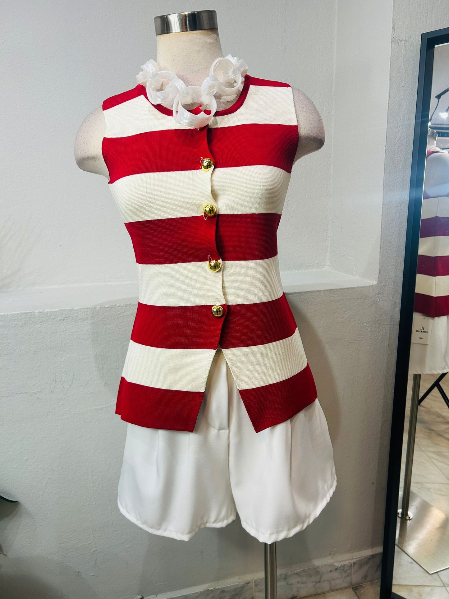 Red and White Stripe Vest