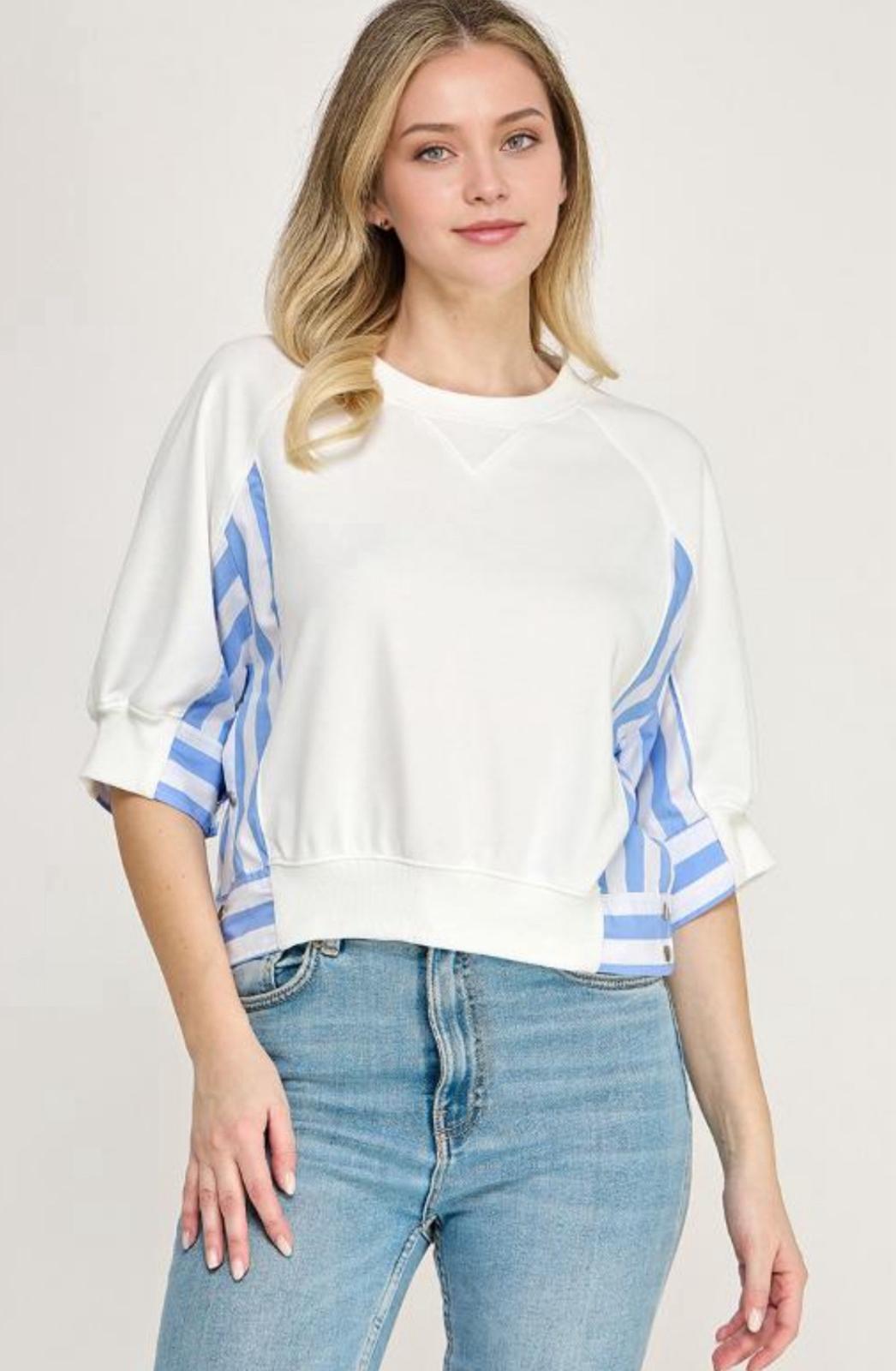 White and Blue Blouse