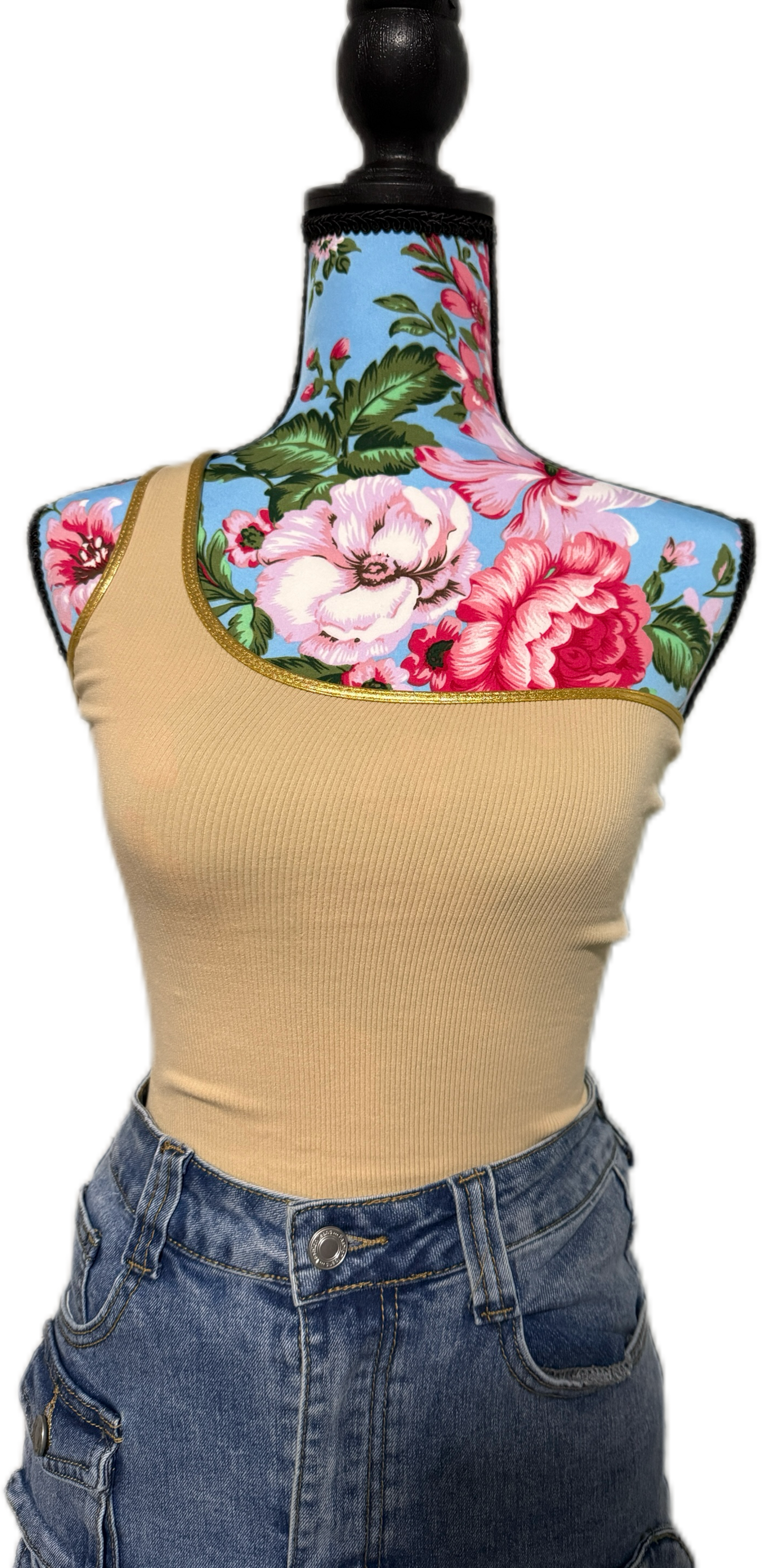 Golden Trim One Shoulder Tank