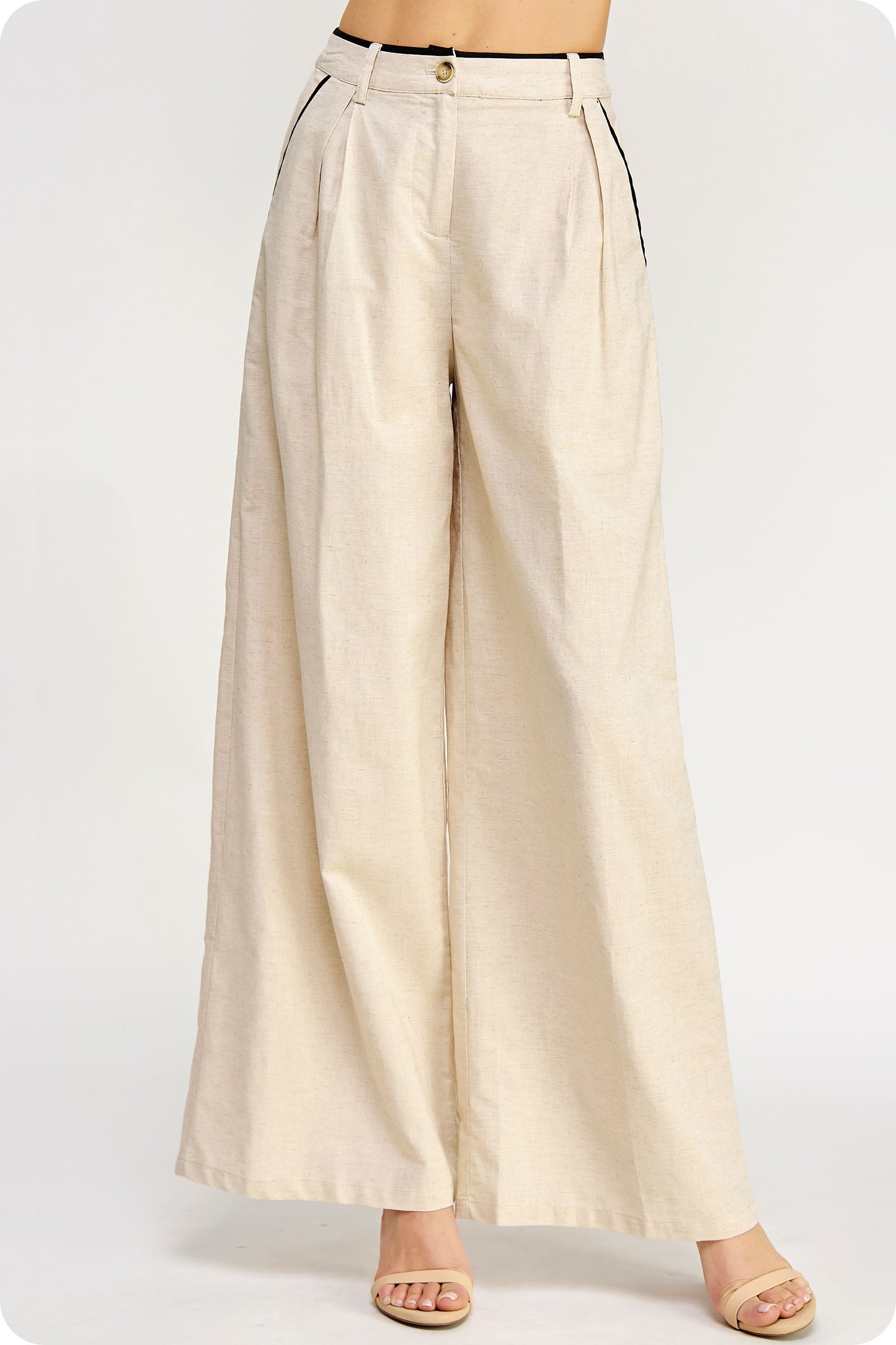 Contrast Piping Office Pants