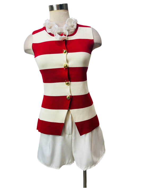 Red and White Stripe Vest