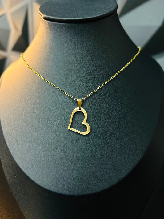 Heart Charm Necklace with Earrings