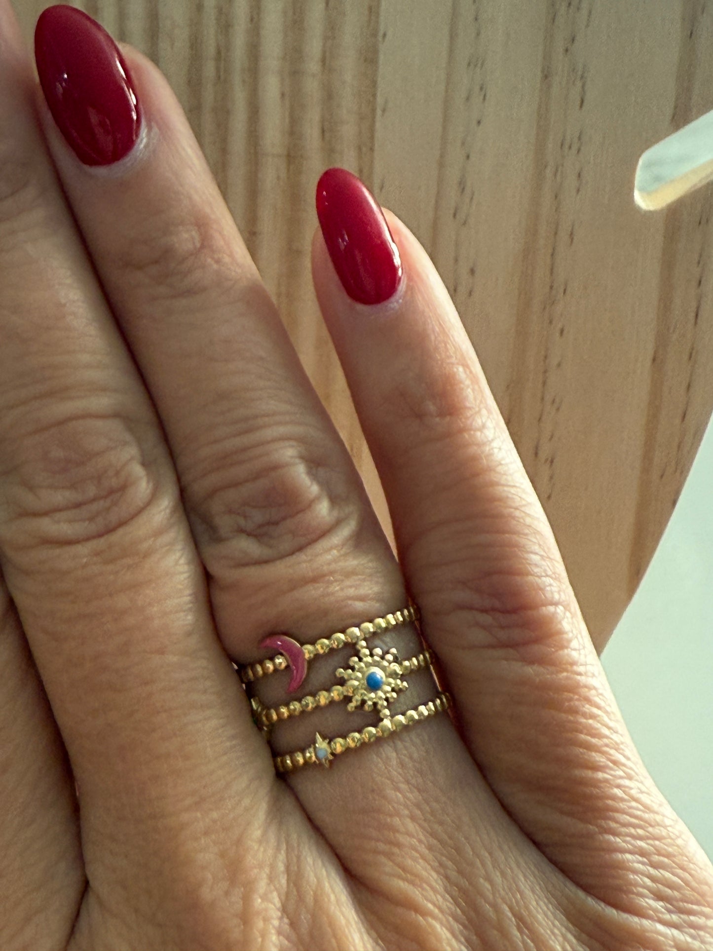 Moon, Sun, Star Ring