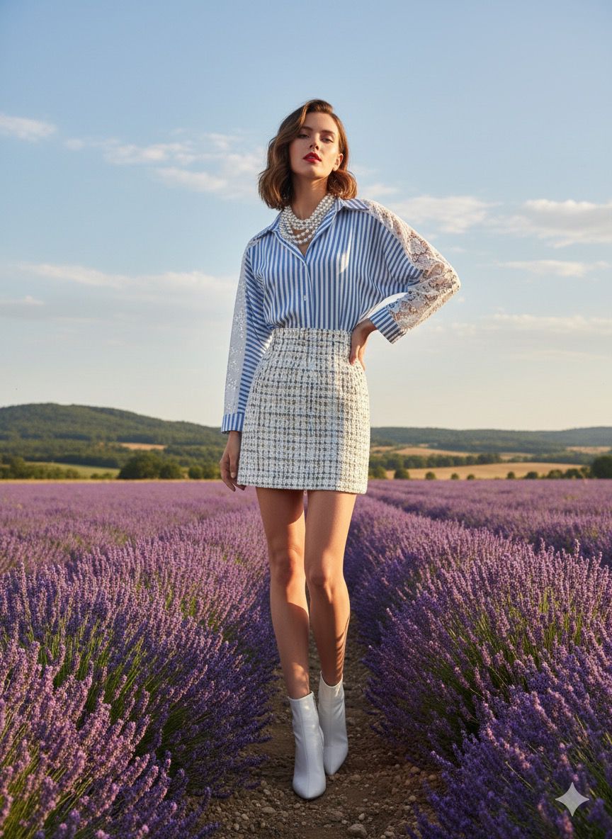 Blue Stripe Lace Shirt