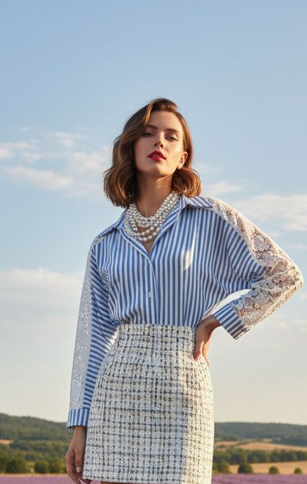 Blue Stripe Lace Shirt