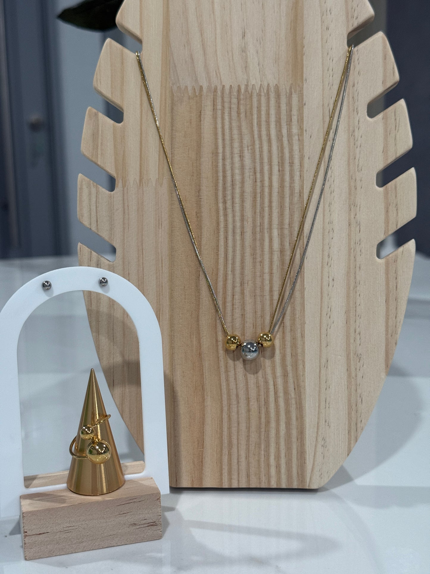 Tri-Sphere Harmony Necklace Gold/Silver