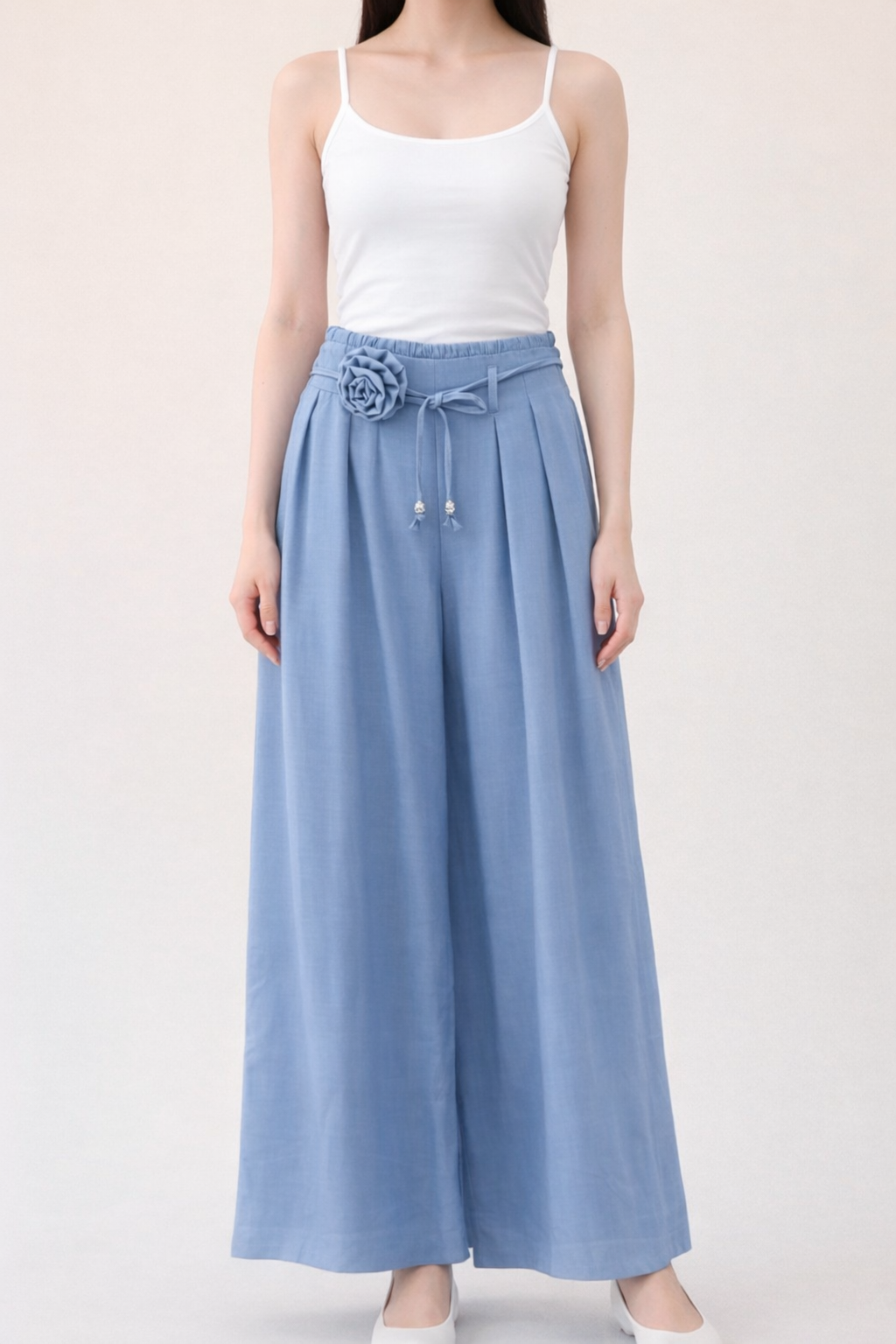 Wide Leg Pants with Flower