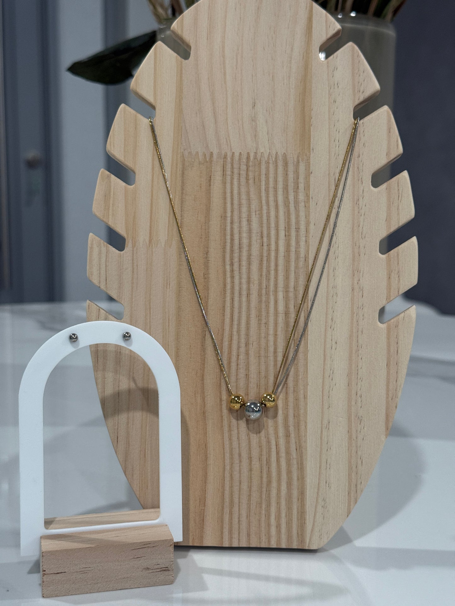 Tri-Sphere Harmony Necklace Gold/Silver