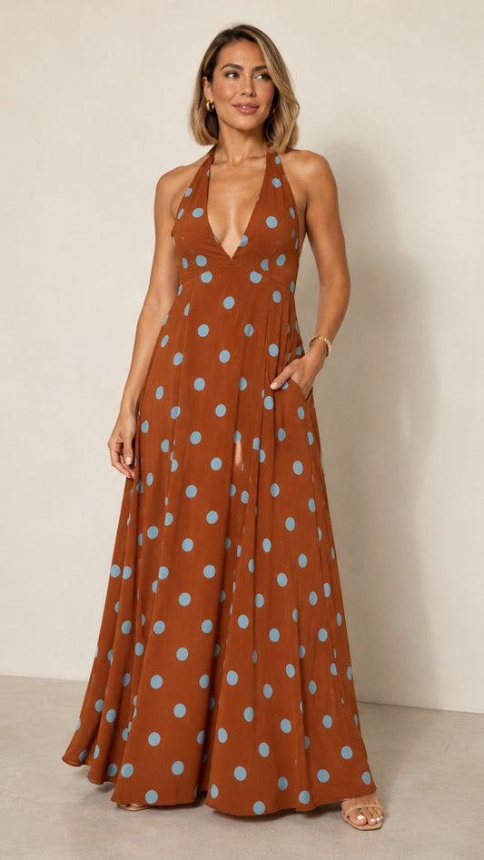 Brown Polka Dress