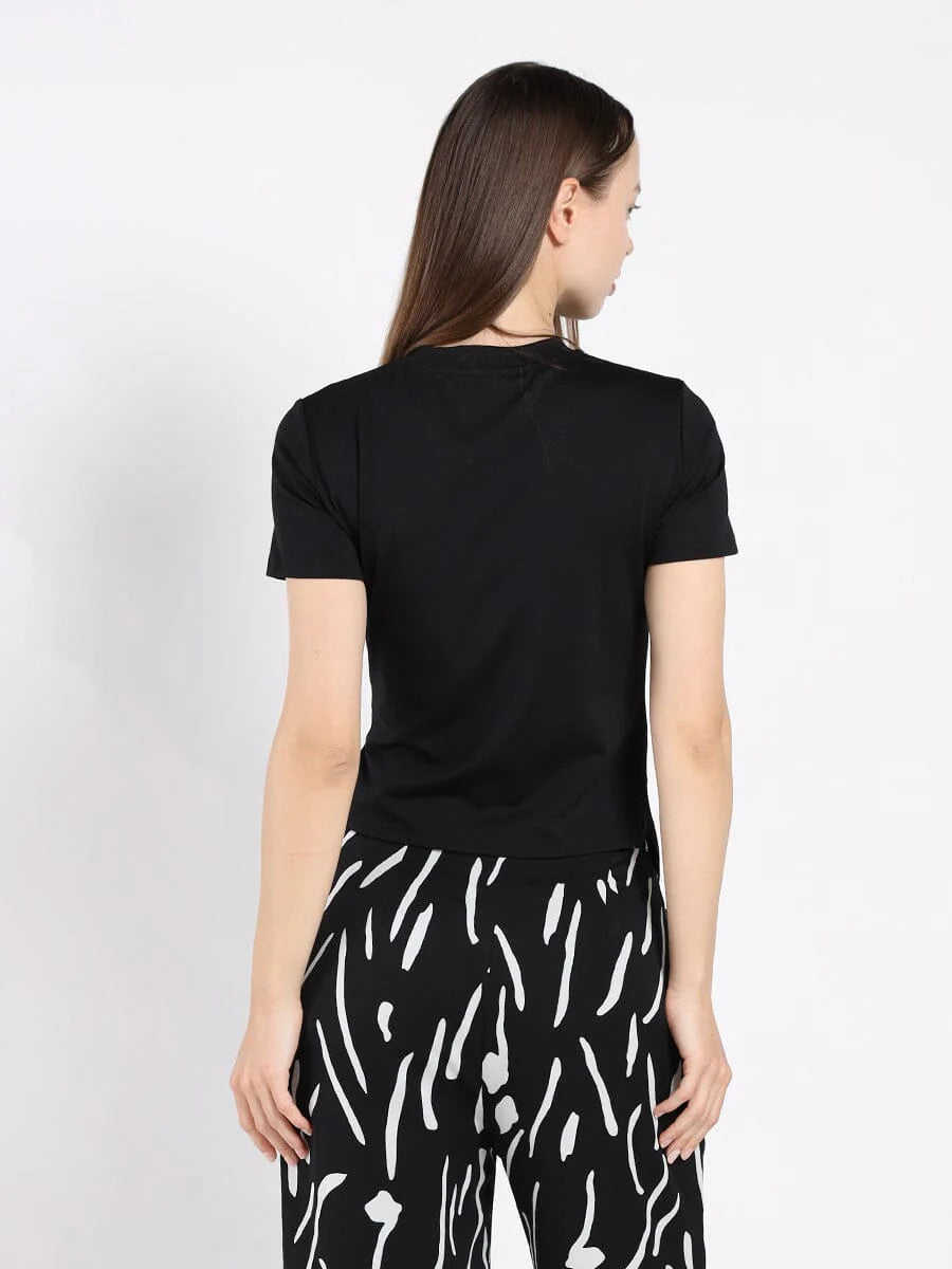 Black Side Drape Shirt with Bow
