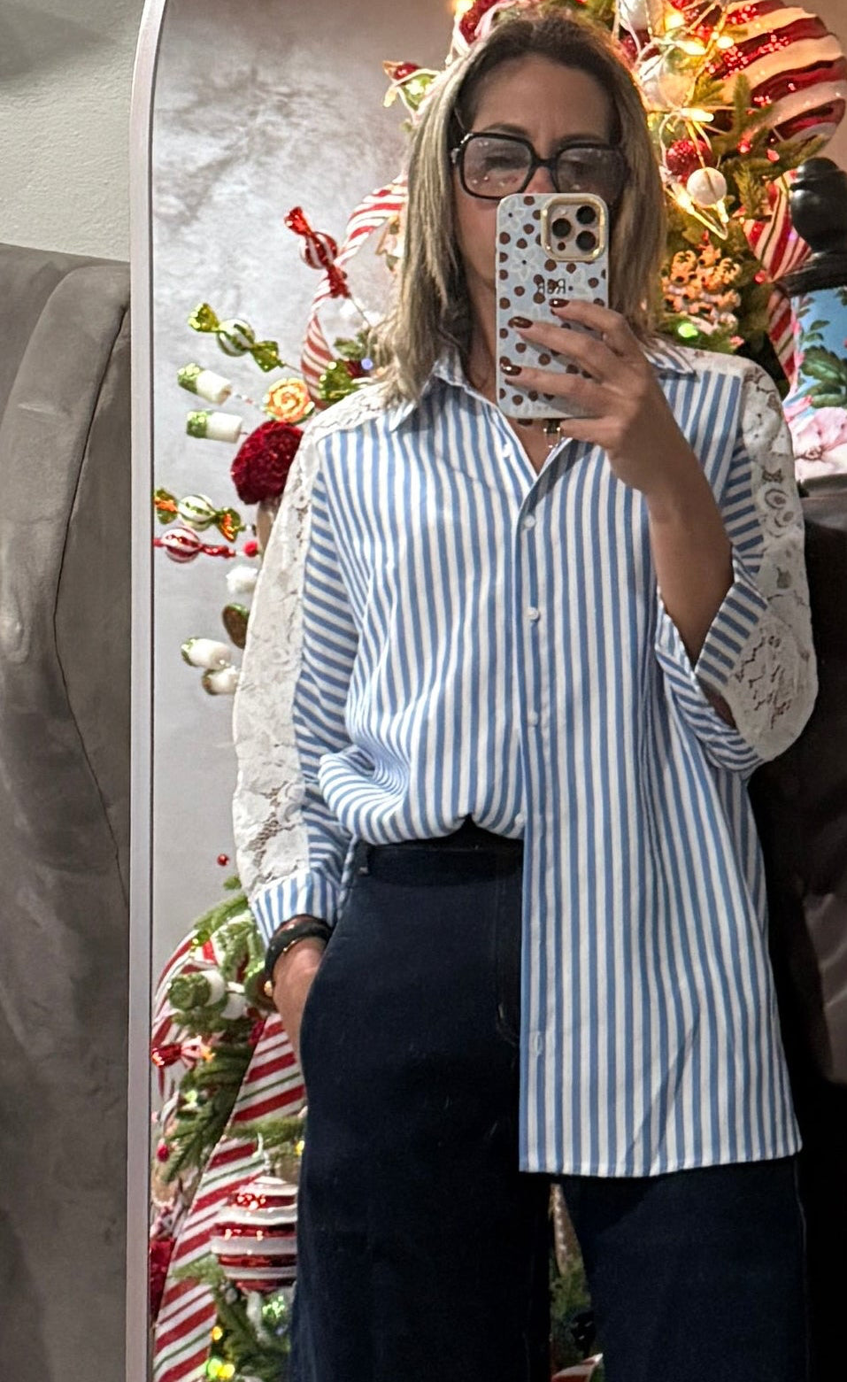 Blue Stripe Lace Shirt