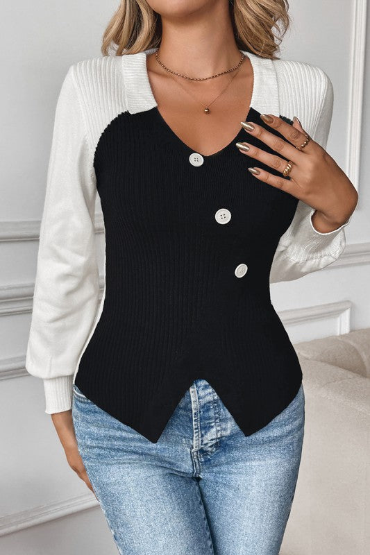 Monaco Contrast Knit Top