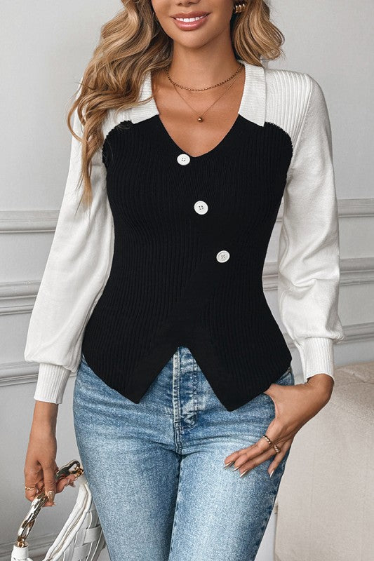 Monaco Contrast Knit Top