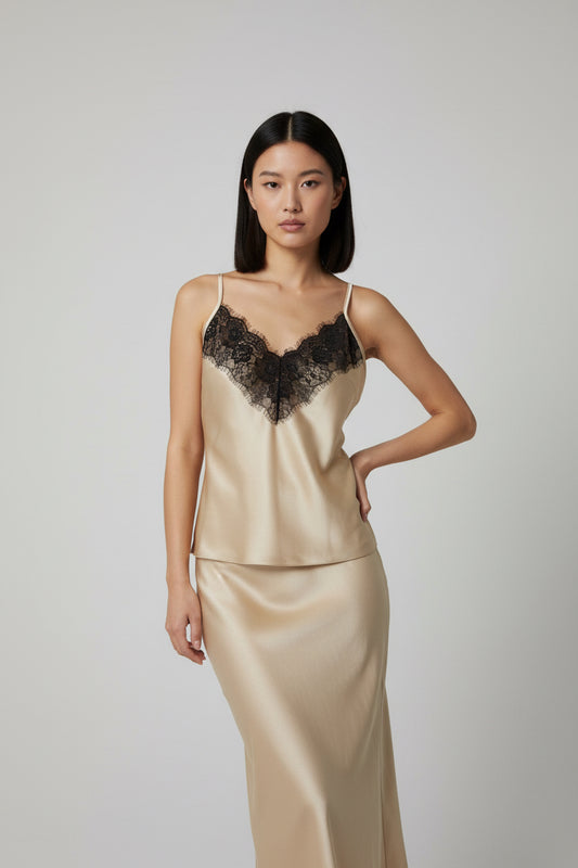 Satin and Lace Gold Set