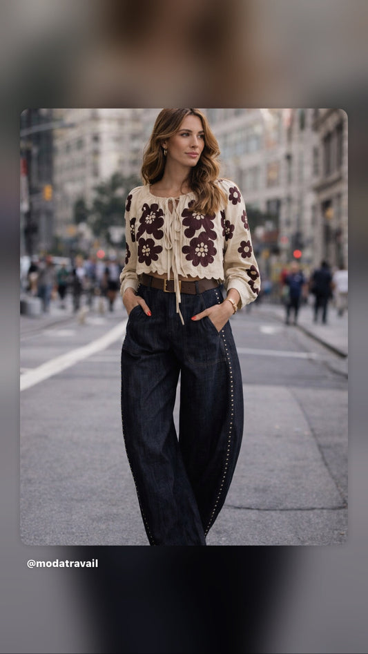Barrel Beaded Jeans