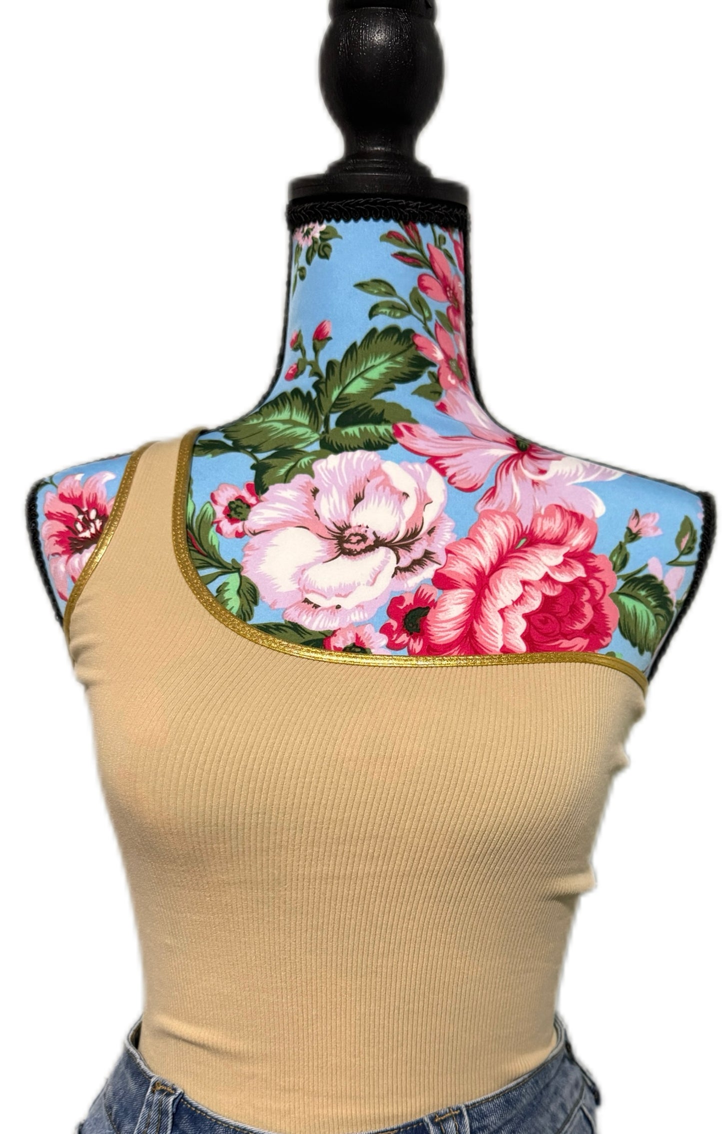 Golden Trim One Shoulder Tank