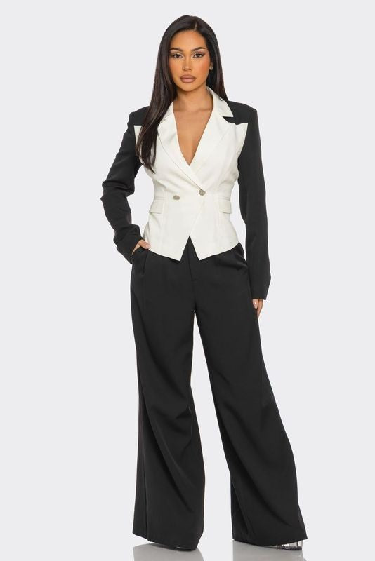 Black and White Business Suit