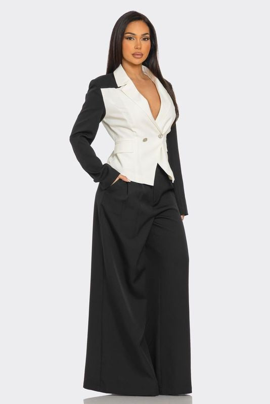 Black and White Business Suit