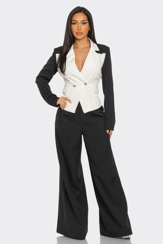 Black and White Business Suit